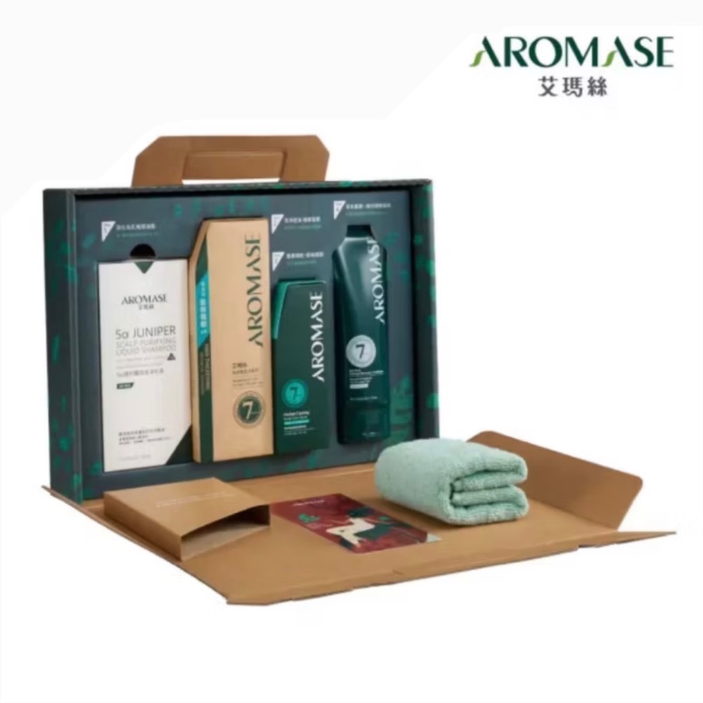Aromase艾瑪絲根本療癒自然煥新禮盒淨化液260mL+洗髮精400mL+養髮液115mL髮質修護素175mL親膚方巾-細節圖6