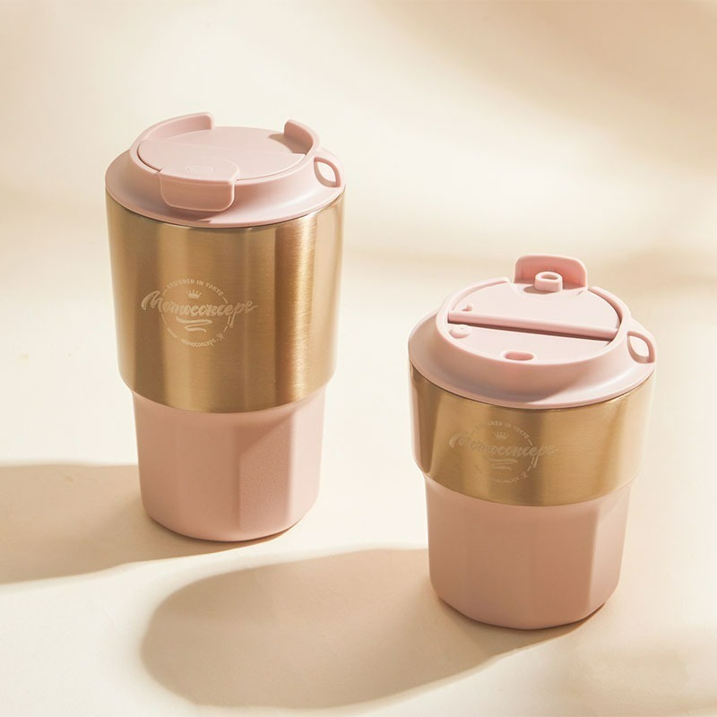 momoconcept 日本幾何棱線保溫咖啡杯 460mL(桃子慕斯/岩井茶/純白奶油)-細節圖5