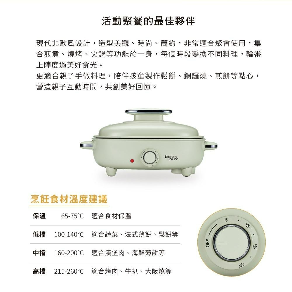 德國 Bianco di puro 彼安特 Bianco GRIGLIA 小當家多功能烹飪電烤盤 烤盤-細節圖3