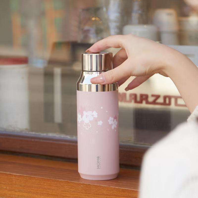 【日本 MOMOconcept】momoconcept Geometry 幾何保溫瓶 櫻花限定款 410ml 女生禮物-細節圖2
