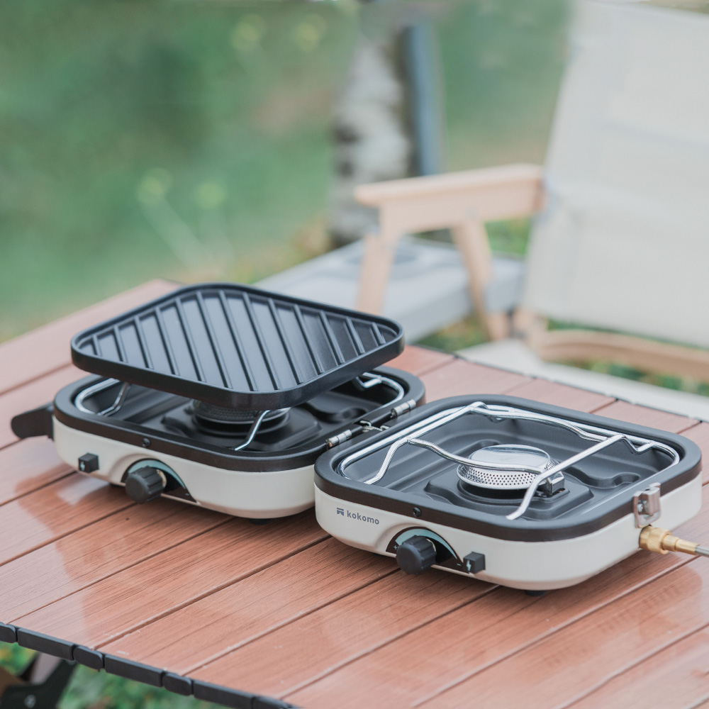 日本 KOKOMO 貝殼爐 便攜折疊雙口瓦斯爐 KO-L2022-細節圖2