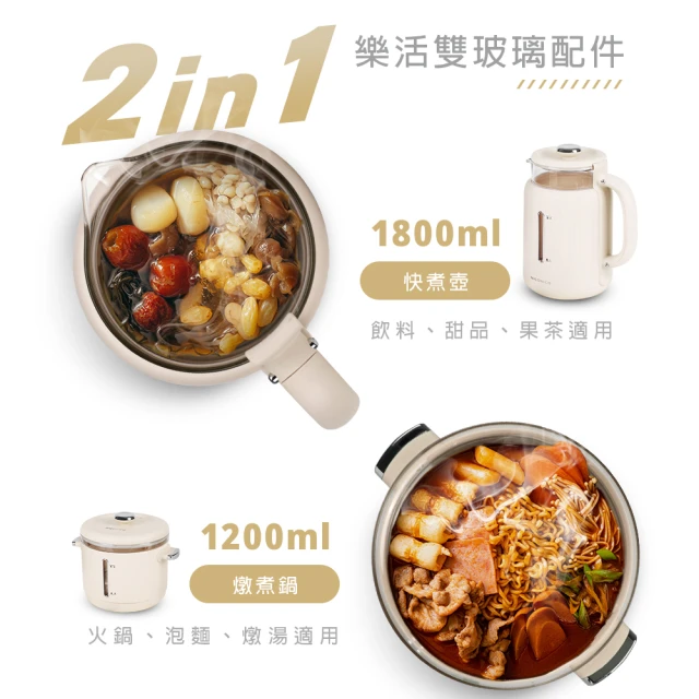 日系 NICONICO 料理鍋 樂活玻璃料理鍋組 電火鍋 美食鍋 快煮壺 燉煮壺 NI-SET2313-細節圖2