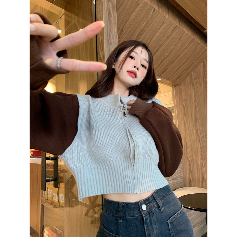 復古針織假兩件短款-細節圖6