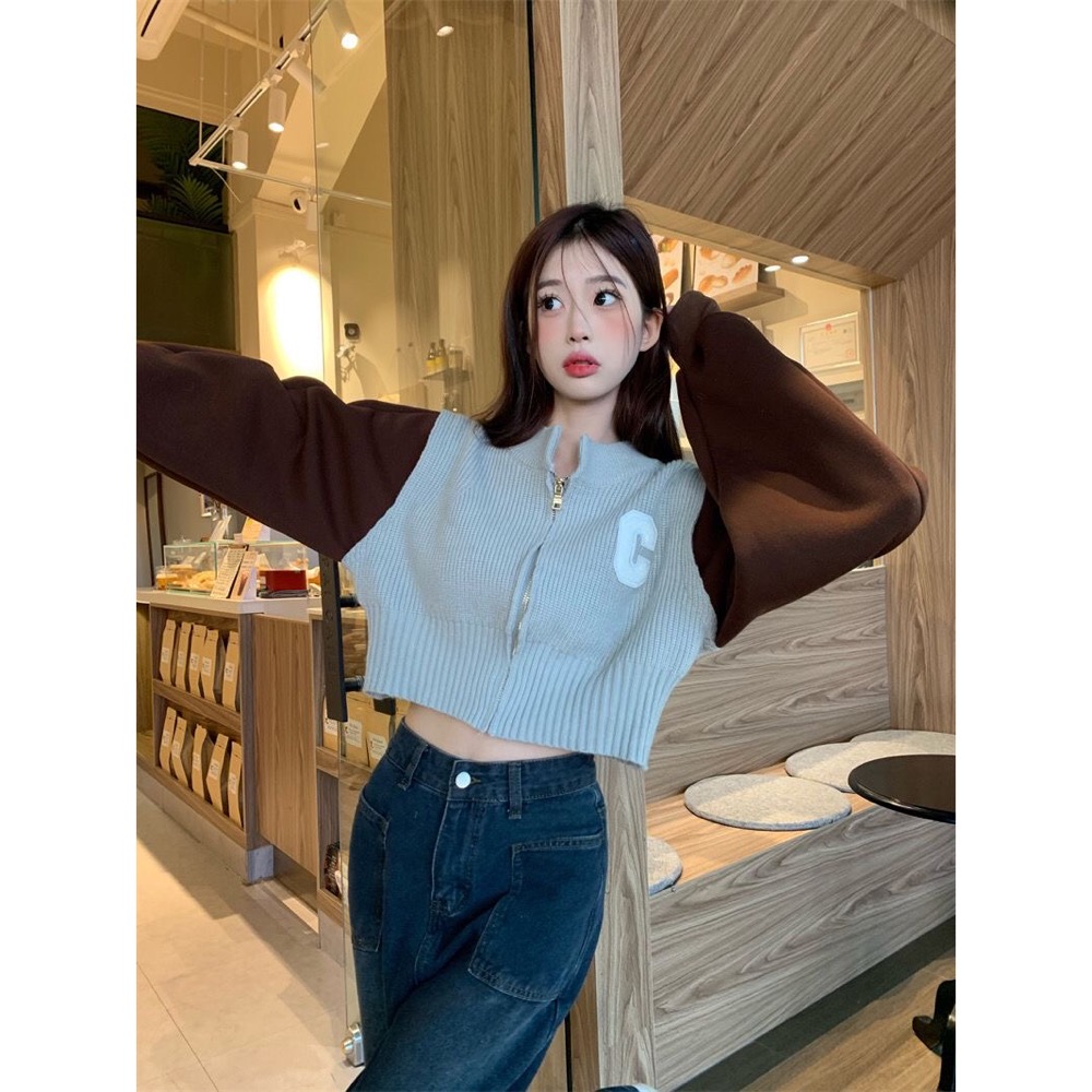 復古針織假兩件短款-細節圖7