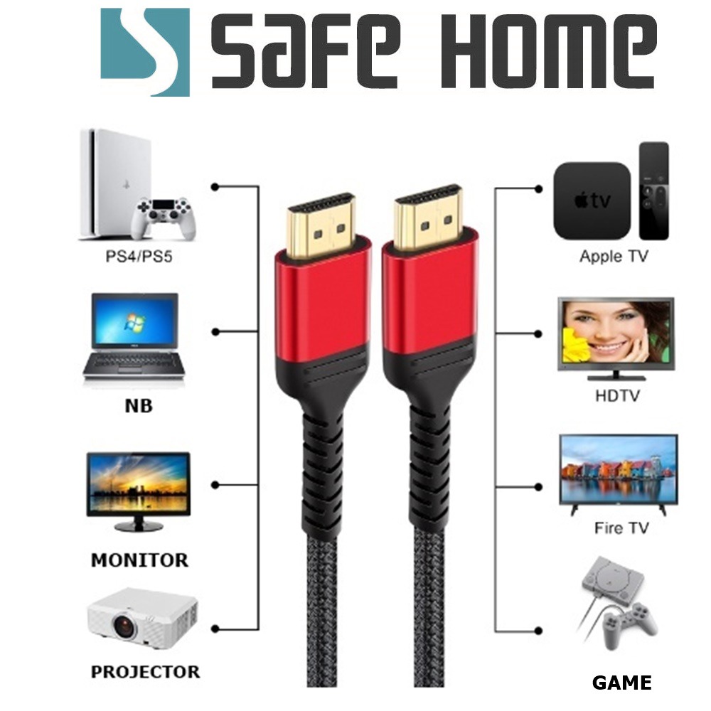 SAFEHOME 4K 高清 HDMI 線 2.0版 連接延長線 編織 HDMI線 2米長 CH0204-細節圖2