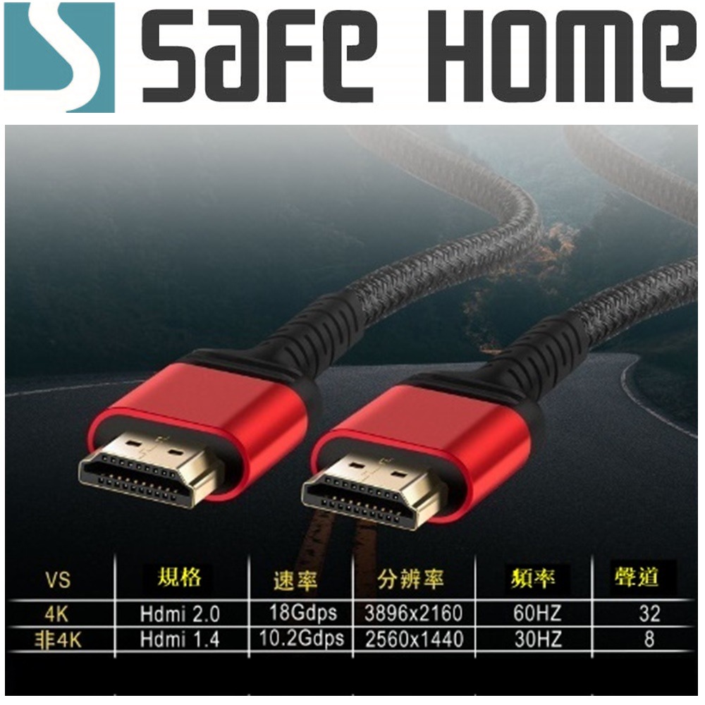 SAFEHOME 4K 高清 HDMI 線 2.0版 連接延長線 編織 HDMI線 2米長 CH0204-細節圖4