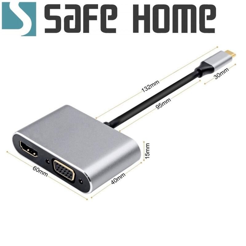 SAFEHOME USB3.1 Type-C To HDMI母+VGA母頻轉接線自帶驅動版本內建晶片效果好 CU5301-細節圖4