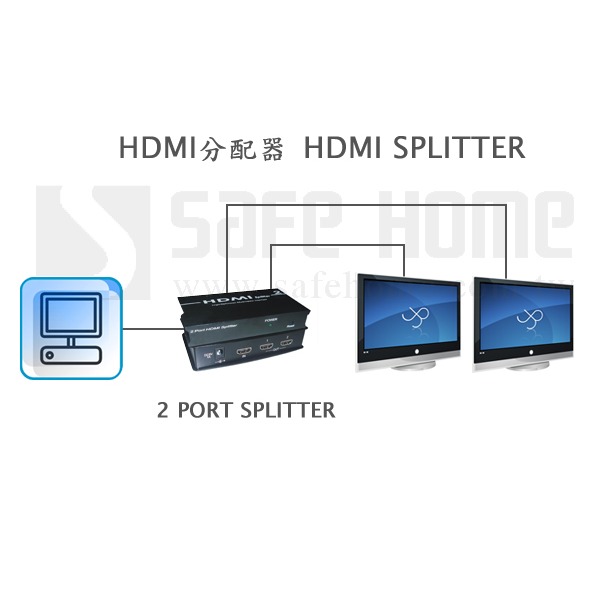 HDMI分配器 1進2出 高清顯示器 一分二 視頻分頻器 1.4版 1080P SPLITTER SH102A-細節圖2