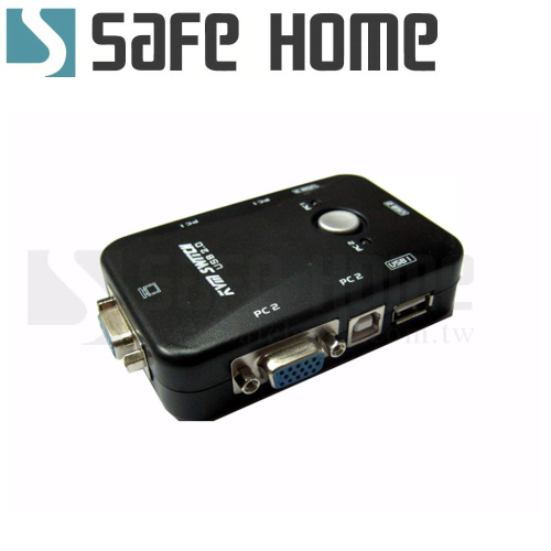 SAFEHOME USB KVM 1對2 手動切換器 可用一組螢幕、鍵盤、滑鼠操作兩台電腦 SKU102