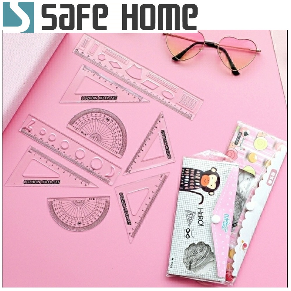 SAFEHOME 四件文具套裝組含60度三角尺、45度三角尺、180度量角器、直尺 ST0101-細節圖4