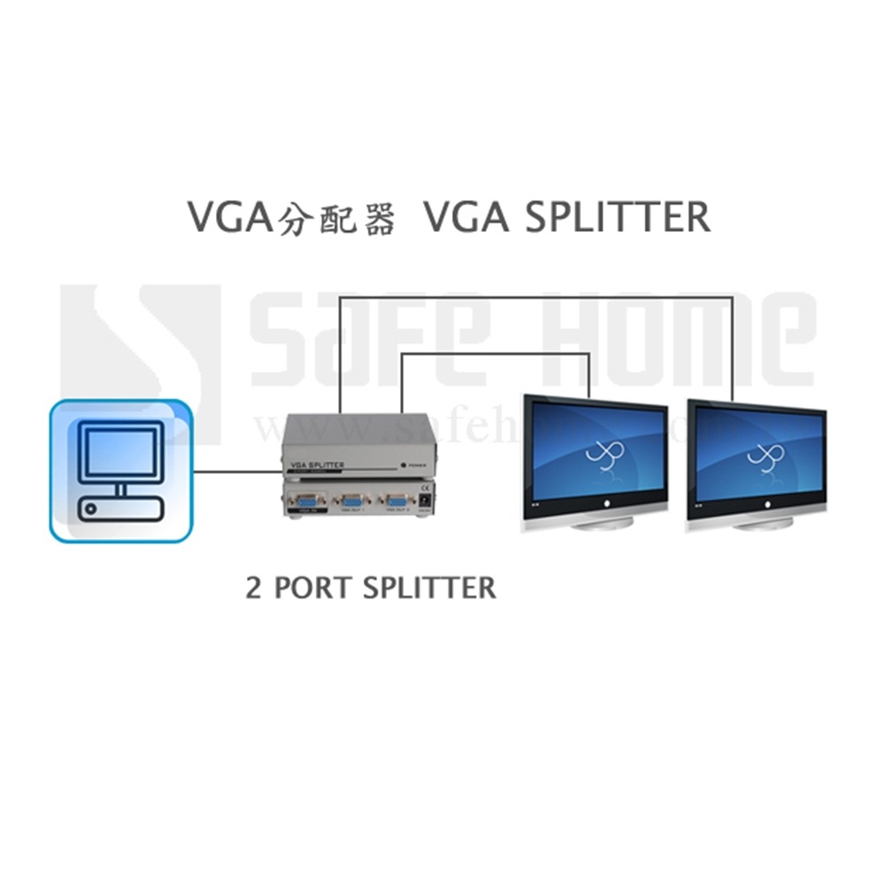 1對2 VGA 電腦螢幕視訊分配器 SPLITTER 鐵殼 250MHz 可達30米 SVP102-250-B-細節圖4