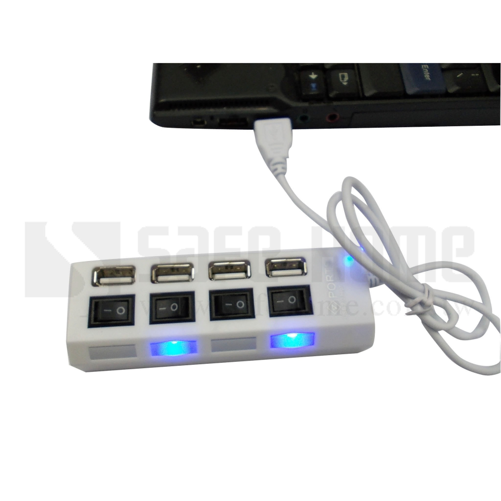 SAFEHOME 插座型 USB 2.0 4- PORT USB HUB 集線器 4個各別開關不需插拔 UH405-細節圖2