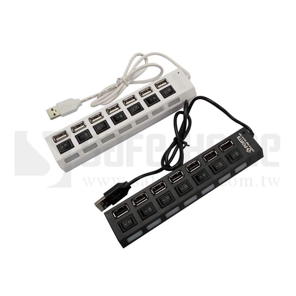 SAFEHOME 插座型 USB 2.0 7- PORT USB HUB 集線器 7個各別開關不需插拔 UH702-細節圖2
