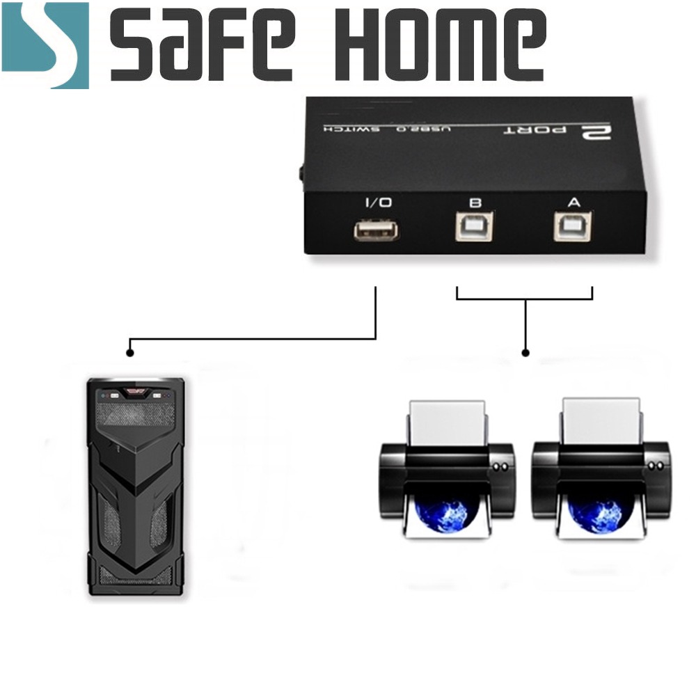 SAFEHOME 手動 1對2 USB切換器，輕鬆分享印表機/隨身碟等 USB設備 SDU102-B-細節圖3