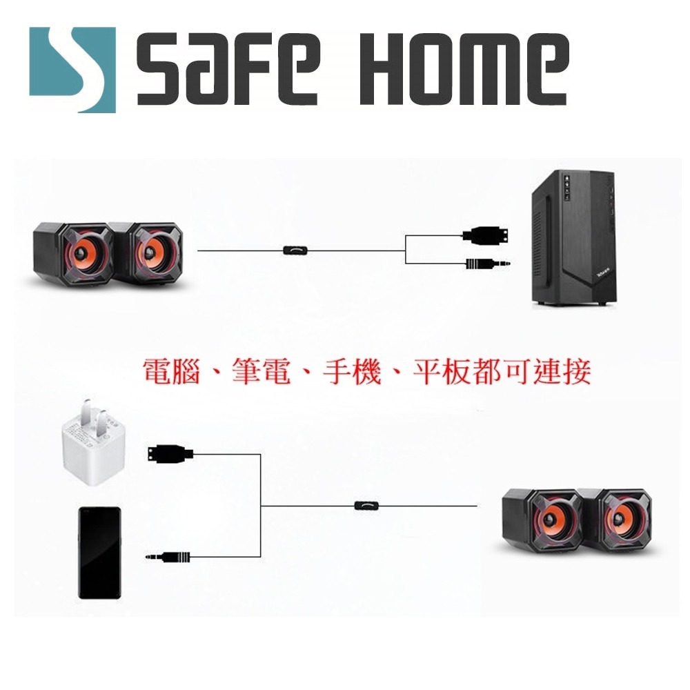 SAFEHOME 3.5mm USB立體聲雙振膜喇叭/立體音箱 桌面音響 USB供電 可調音量 MS3502-細節圖5