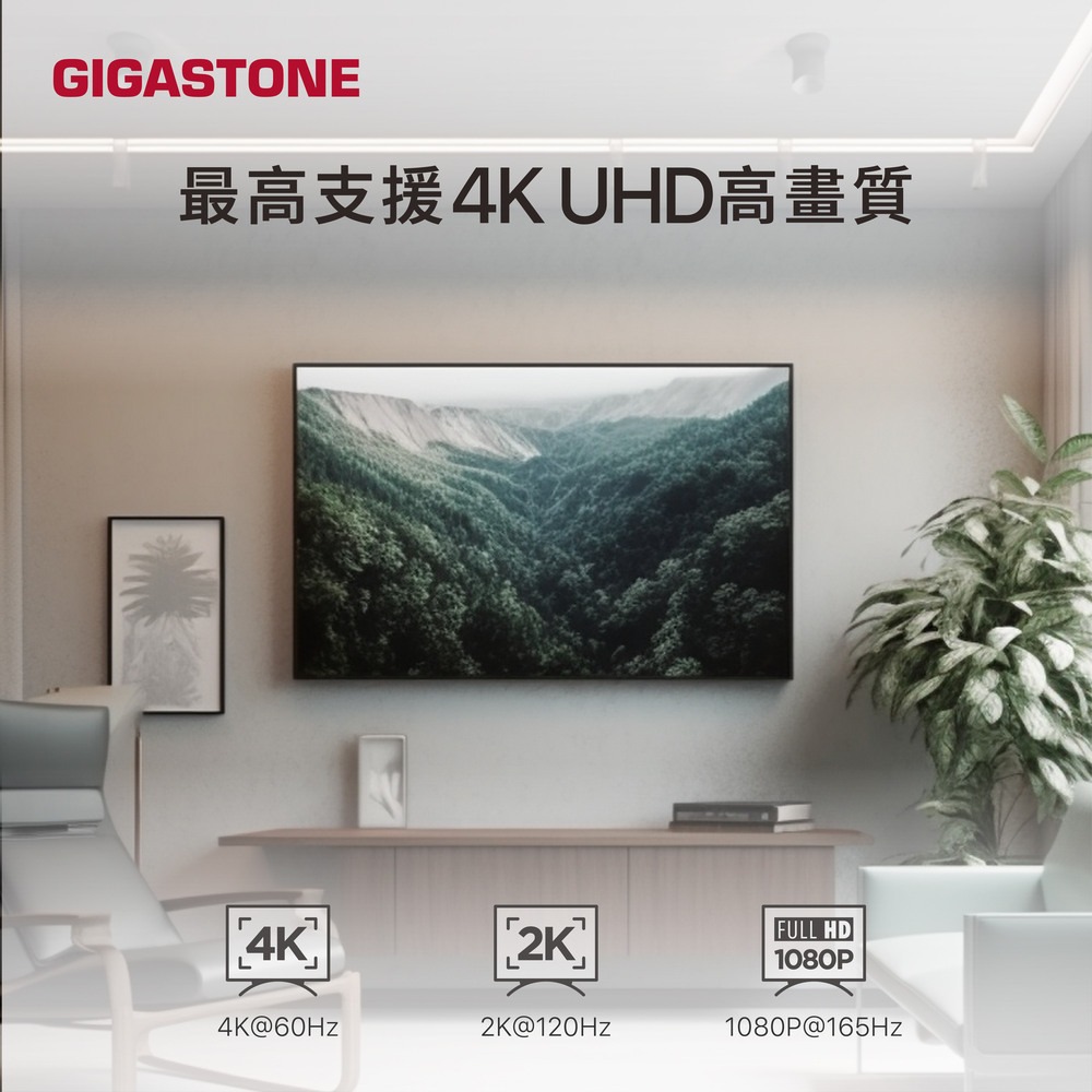 GIGASTONE HC-2300B Type-C to HDMI 2.0 2M 4K 60Hz傳輸線 GJ67293-細節圖3