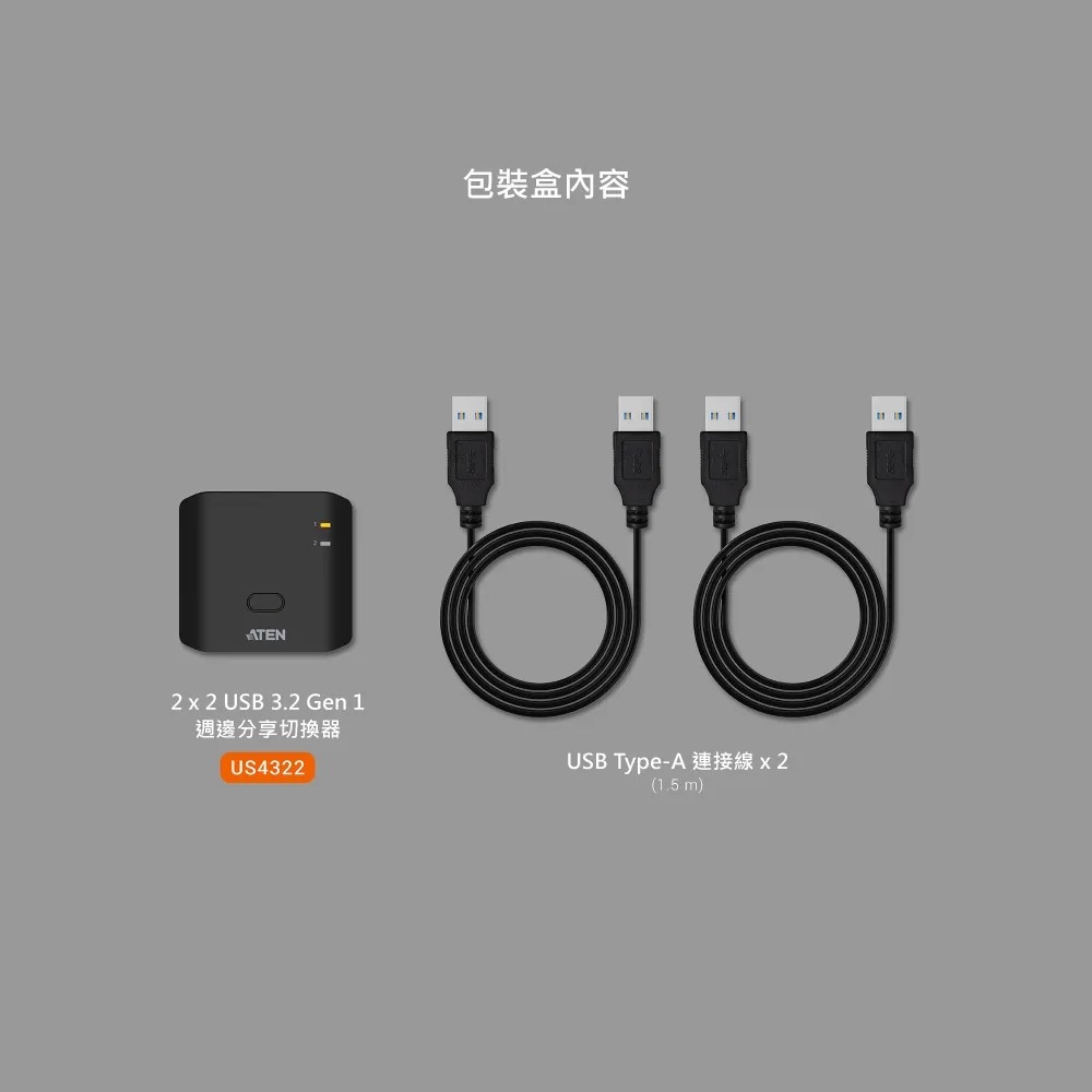 ATEN US4322 USB3.2 切換器 兩台電腦共享兩個USB週邊設備 GJ75094-細節圖9