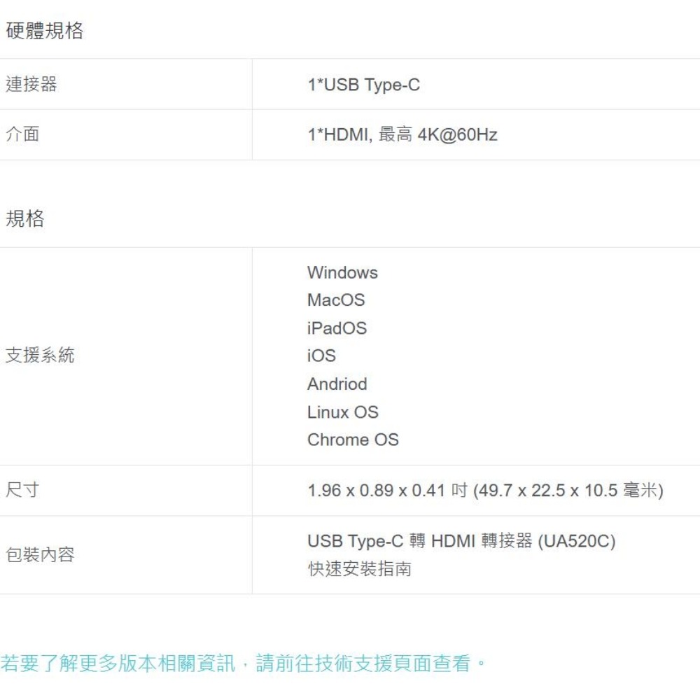 TP-LINK UA520C USB Type-C 轉 HDMI 4K@60Hz 影音轉接器 DUA520C-細節圖7
