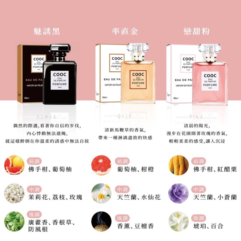 COOC花香香水🔥 50ML  (一組3瓶199帶走)-細節圖4