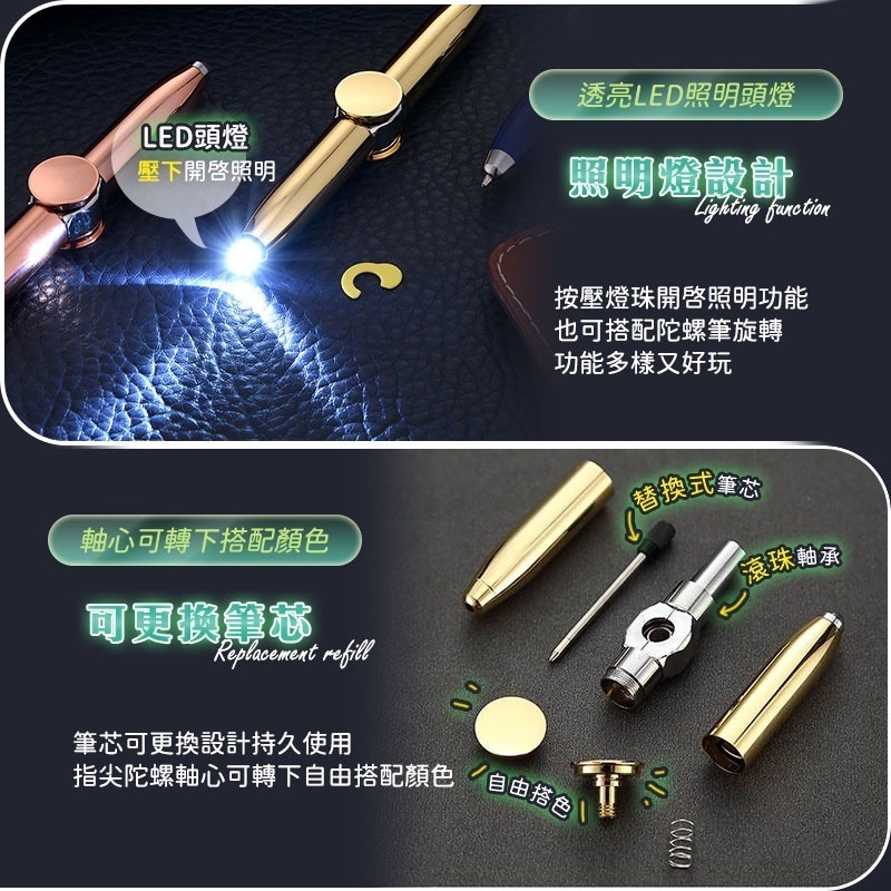 【台灣24h出貨】減壓陀螺筆 LED發光筆 指尖陀螺筆 指尖陀螺 減壓玩具 紓壓神器 陀螺筆 原子筆 上課必備-細節圖4