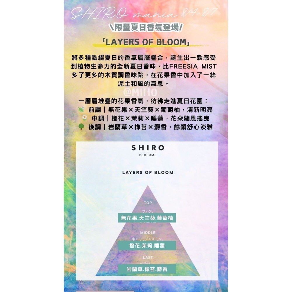 【8月北海道連線】SHIRO ♡  香水 淡香水 洗手液 layers of bloom▕ Miho美好選品-細節圖2
