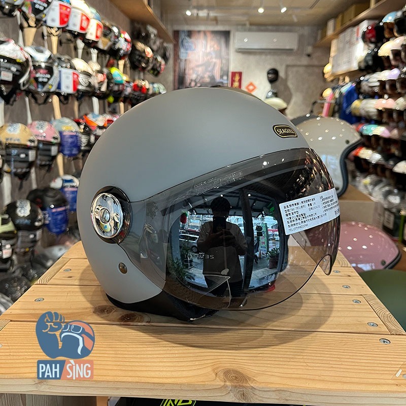 [嘉義安全帽] Penguin 海鳥 781 復古素色飛行帽 霧灰 消光灰 SEAGULL-細節圖3