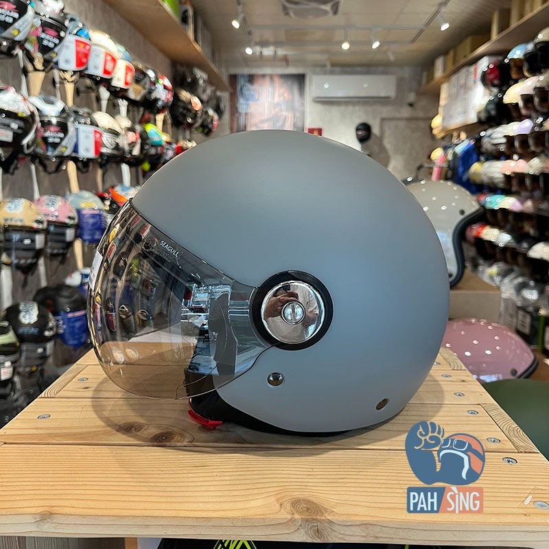 [嘉義安全帽] Penguin 海鳥 781 復古素色飛行帽 霧灰 消光灰 SEAGULL-細節圖5