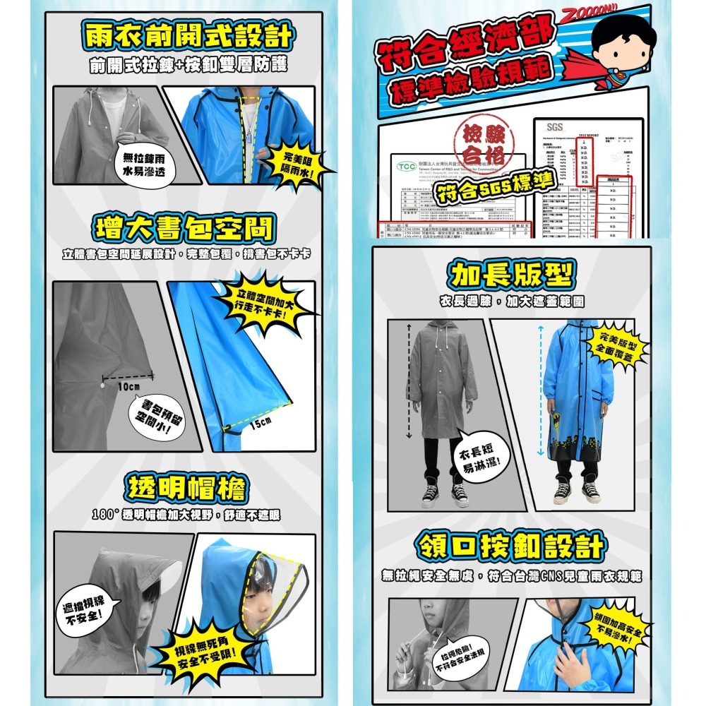 [嘉義安全帽] DC漫畫正義聯盟EVA 神力女超人 無毒 兒童前開式風雨衣 優惠免運-細節圖6