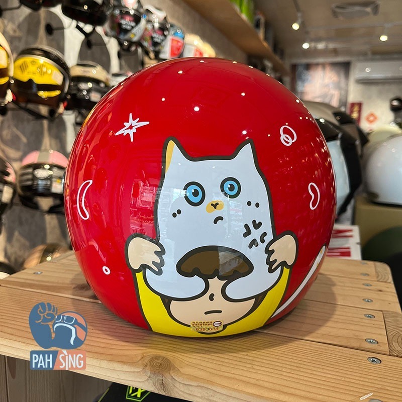 [嘉義安全帽] Penguin 海鳥 781 貓 紅色 復古飛行帽 SEAGULL 貓貓安全帽-細節圖5