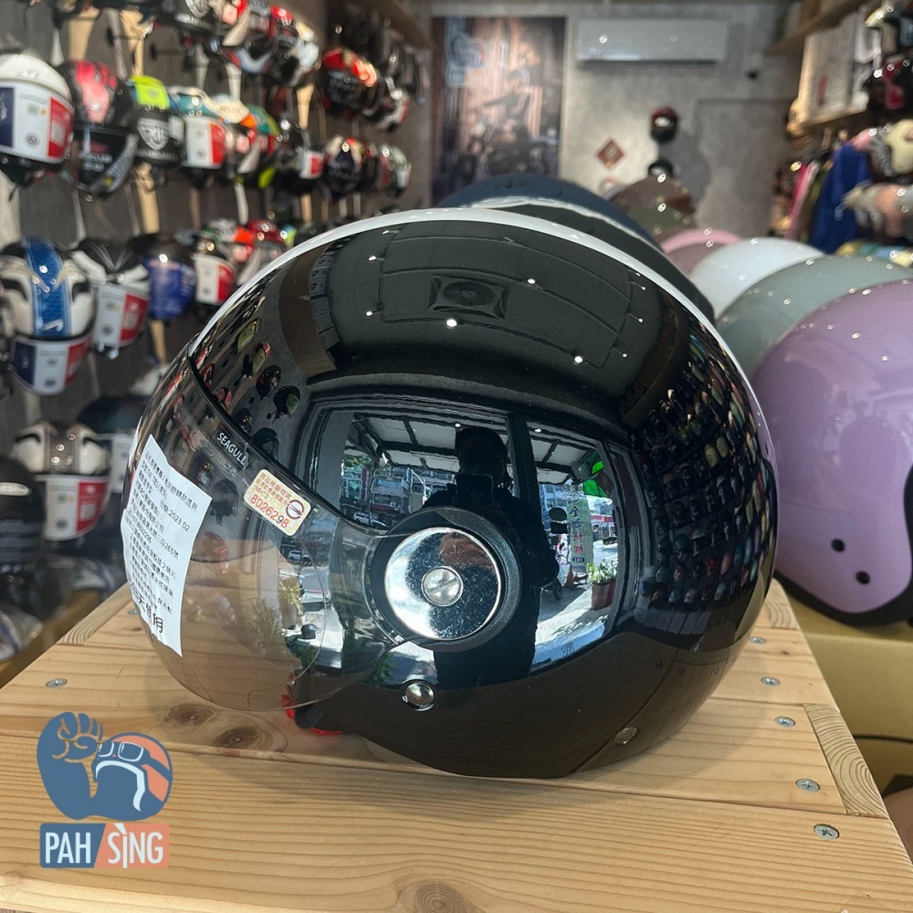 [嘉義安全帽] Penguin 海鳥 781 SEAGULL 復古素色飛行帽 GOGORO同款 黑白 亮面黑白線-細節圖4