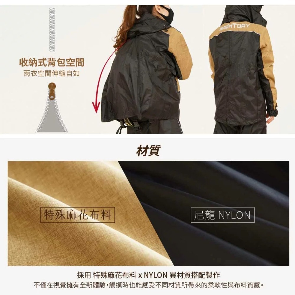 [奧德蒙] Outperform 背包款 終結者斜開專利兩件式風雨衣 緋紅 免運-細節圖4