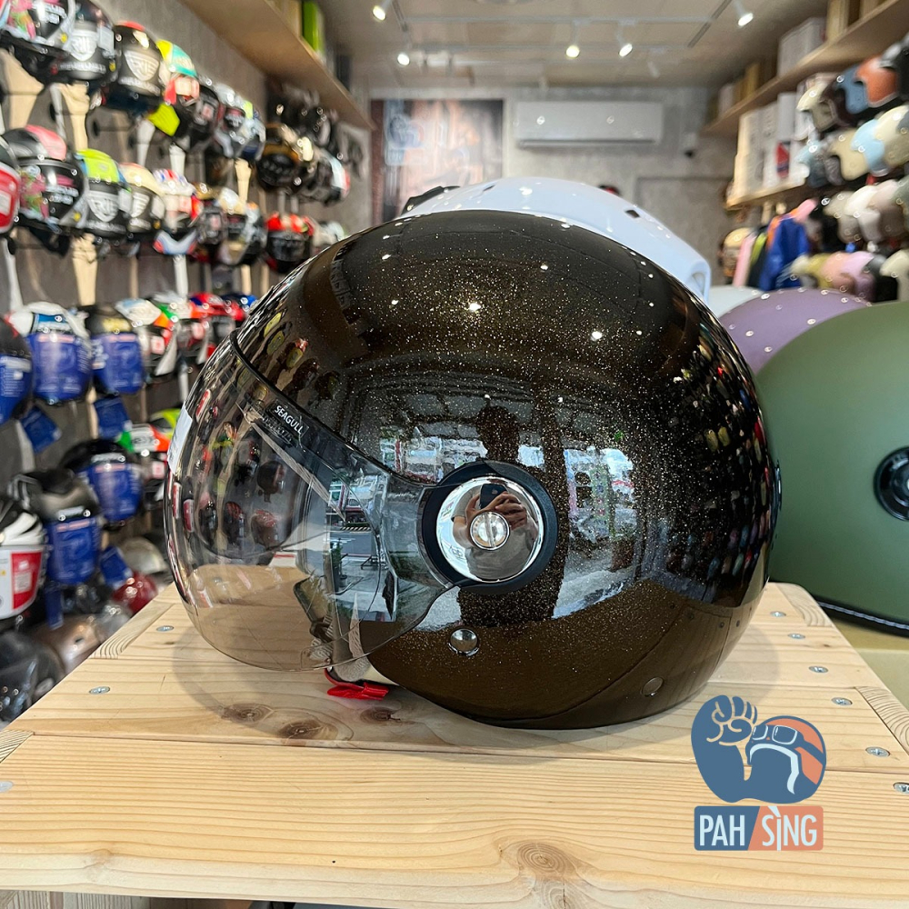 [嘉義安全帽] Penguin 海鳥 781 金蔥黑飛行帽 GOGORO同款 SEAGULL 亮蔥黑-細節圖3