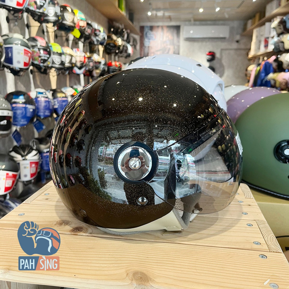 [嘉義安全帽] Penguin 海鳥 781 金蔥黑飛行帽 GOGORO同款 SEAGULL 亮蔥黑-細節圖5