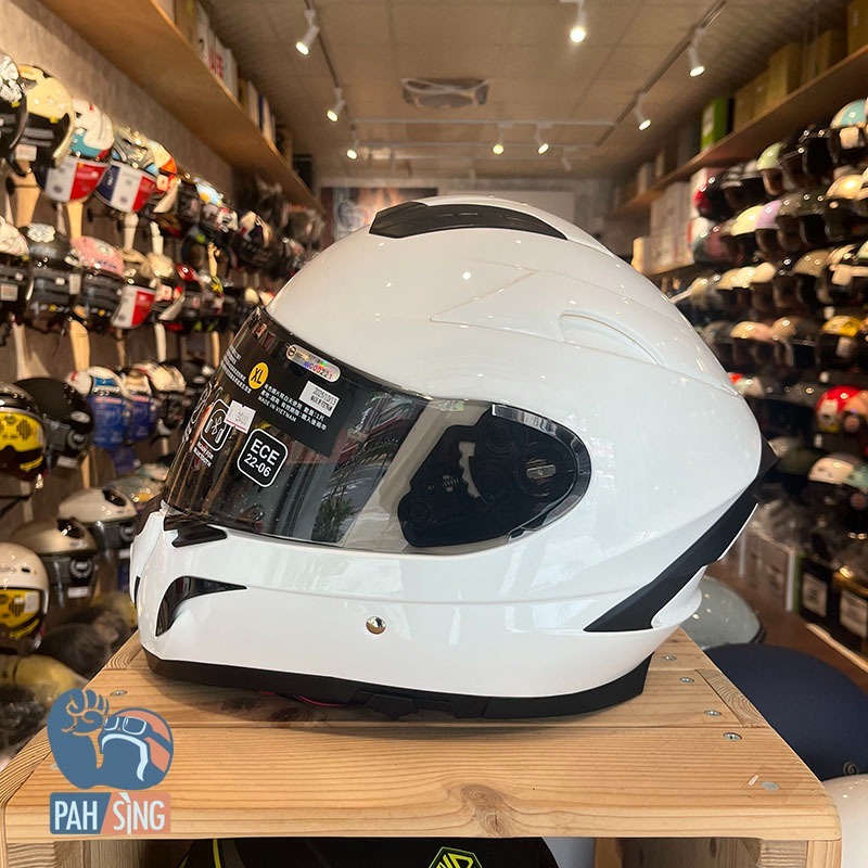 [嘉義安全帽] ZEUS 827 素白 亮白 全罩 安全帽 內墨鏡全罩-細節圖2