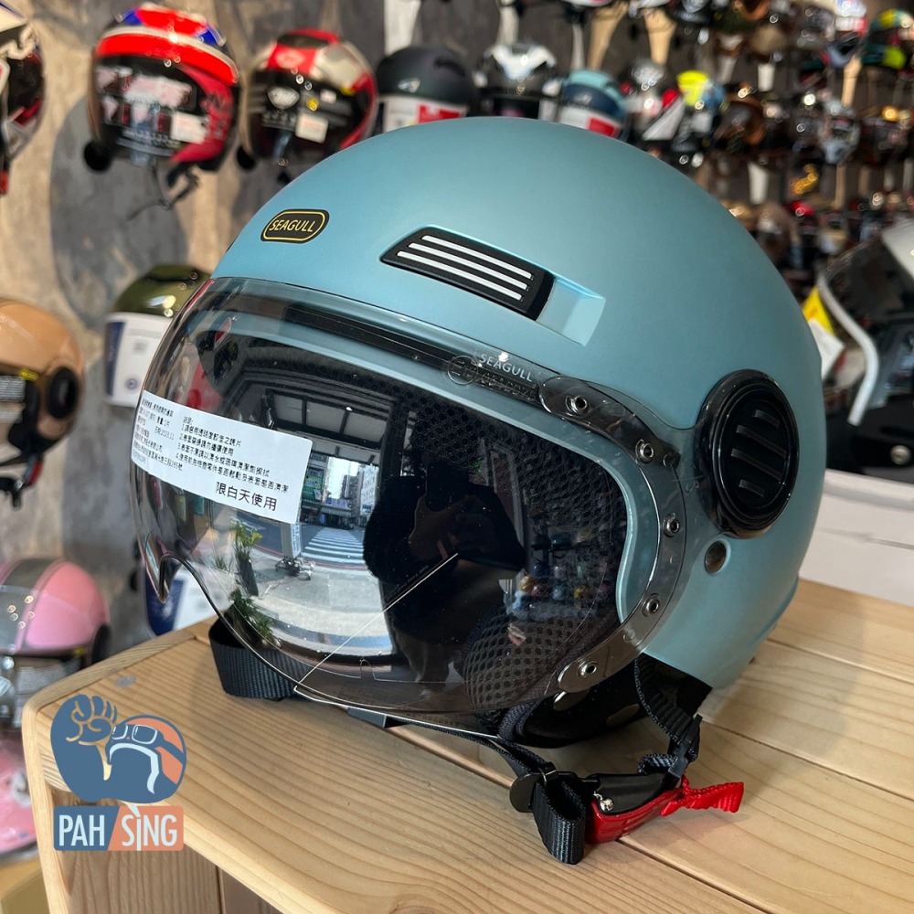 [嘉義安全帽] Penguin 海鳥 107 通風飛行帽 霧粉綠 _海鷗 SEAGULL-細節圖2