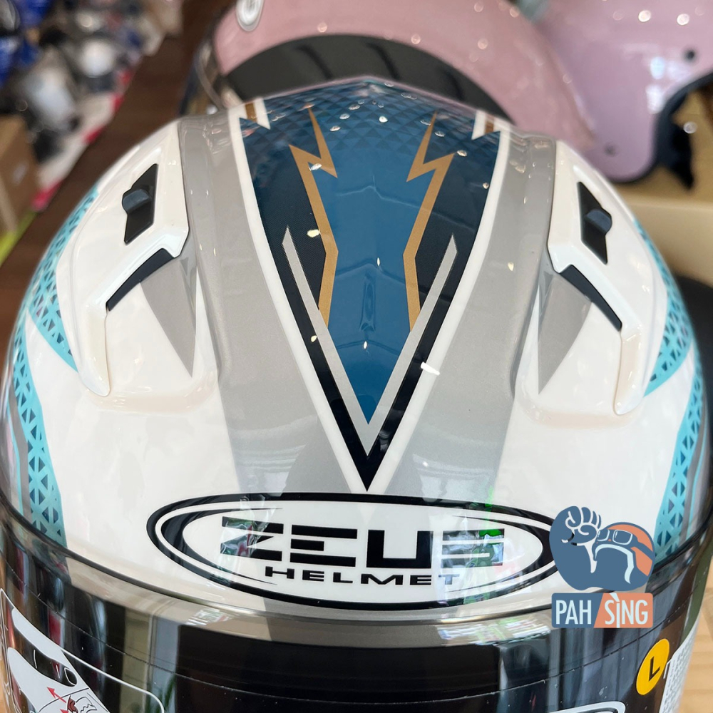 [嘉義安全帽] ZEUS 821 全罩安全帽 小帽殼 小頭圍 女生全罩 藍白彩繪-細節圖3