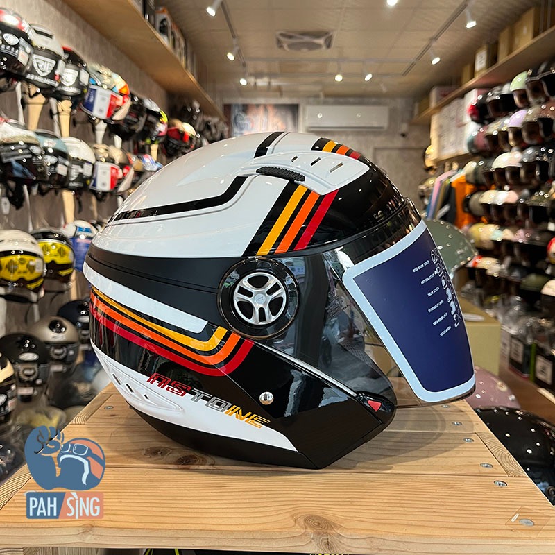 [嘉義安全帽] Astone DJ10A OO32 白紅 內墨鏡 四分之三 安全帽-細節圖3