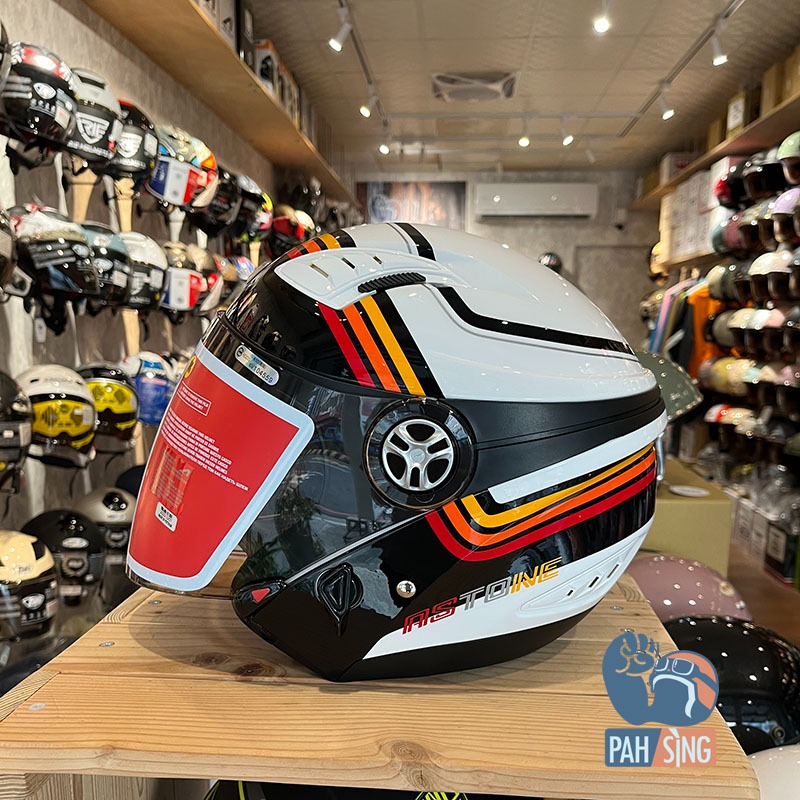 [嘉義安全帽] Astone DJ10A OO32 白紅 內墨鏡 四分之三 安全帽-細節圖4