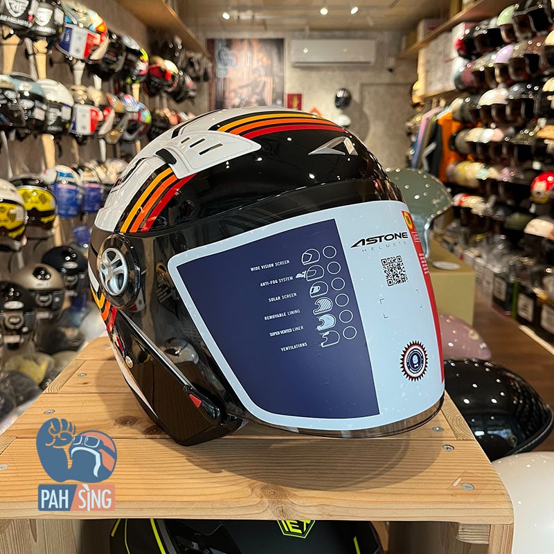 [嘉義安全帽] Astone DJ10A OO32 白紅 內墨鏡 四分之三 安全帽-細節圖5