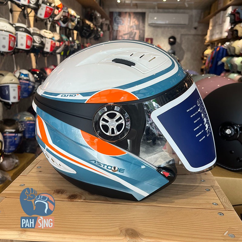 [嘉義安全帽] Astone DJ10A OO30 白藍 內墨鏡 四分之三 安全帽-細節圖2