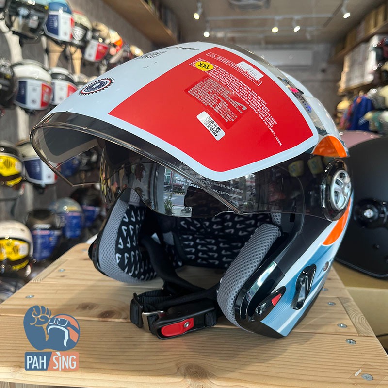 [嘉義安全帽] Astone DJ10A OO30 白藍 內墨鏡 四分之三 安全帽-細節圖3