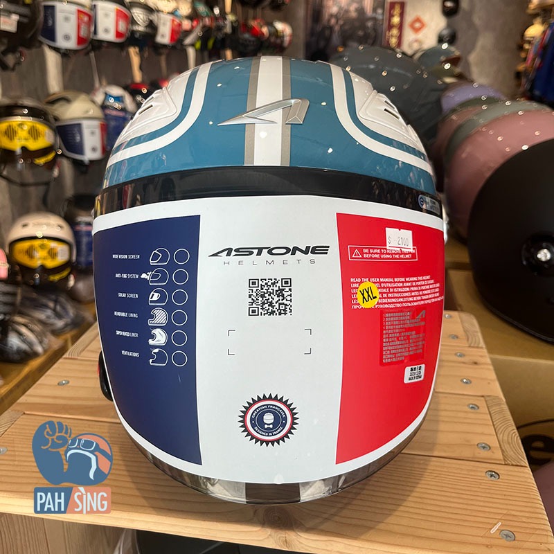 [嘉義安全帽] Astone DJ10A OO30 白藍 內墨鏡 四分之三 安全帽-細節圖4