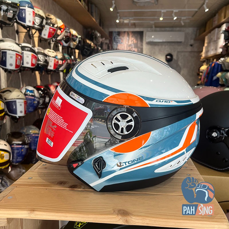 [嘉義安全帽] Astone DJ10A OO30 白藍 內墨鏡 四分之三 安全帽-細節圖6