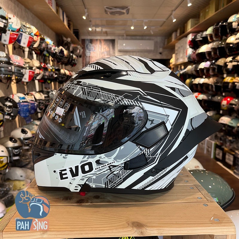 [嘉義安全帽] EVO CA965 海克 雙鏡可樂帽 全罩 可掀式 內墨鏡 安全帽 消光黑紅-細節圖3