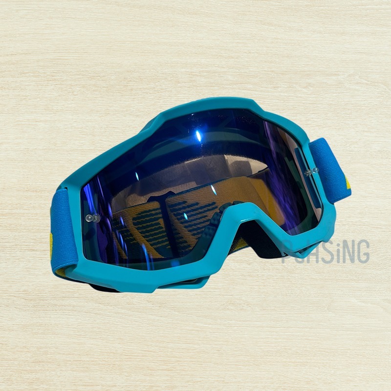 [嘉義安全帽] 復古帽風鏡 山車帽風鏡 山車帽護目鏡 護目鏡 運動風鏡 藍框 電鍍鏡片-細節圖2