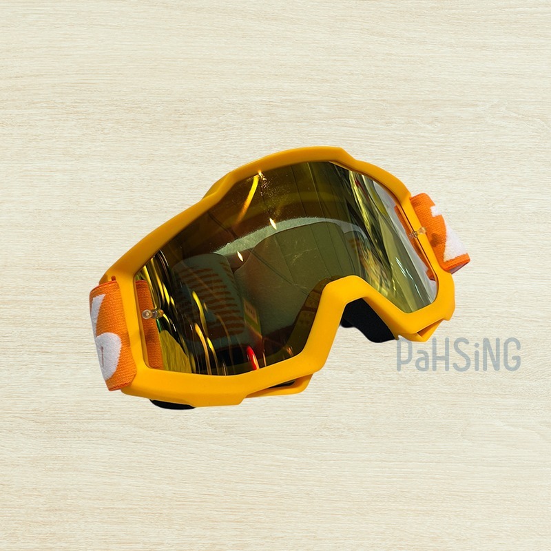 [嘉義安全帽] 復古帽風鏡 山車帽風鏡 山車帽護目鏡 護目鏡 運動風鏡 橙框 電鍍鏡片-細節圖2