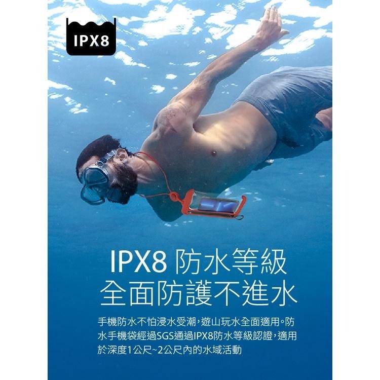 BONE-頸掛/斜背 防水手機袋二代 -送口罩紓壓繩 IPX8防水等級 浮潛 衝浪 泡湯 可觸控-細節圖8