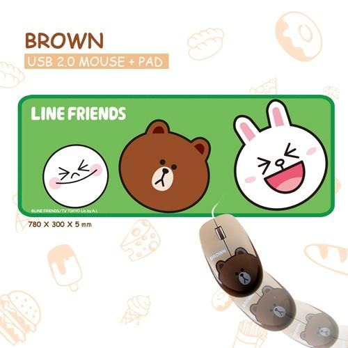 【LINE FRIENDS】 經典人物滑鼠墊&熊大滑鼠禮盒組(LN-L04)