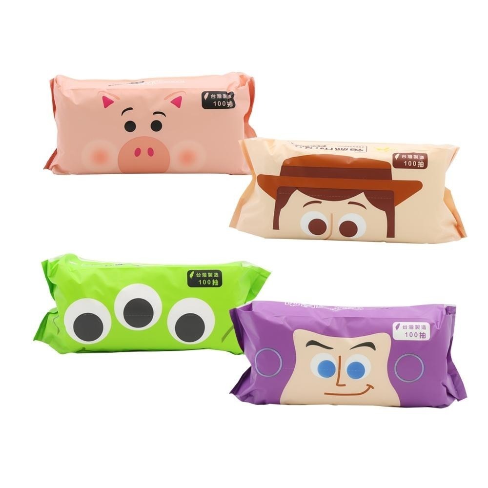 迪士尼 Disney 玩具總動員 乾濕兩用巾 100抽 洗臉巾 擦臉巾 巴斯光年 胡迪 三眼怪 火腿豬【5ip8】-細節圖2