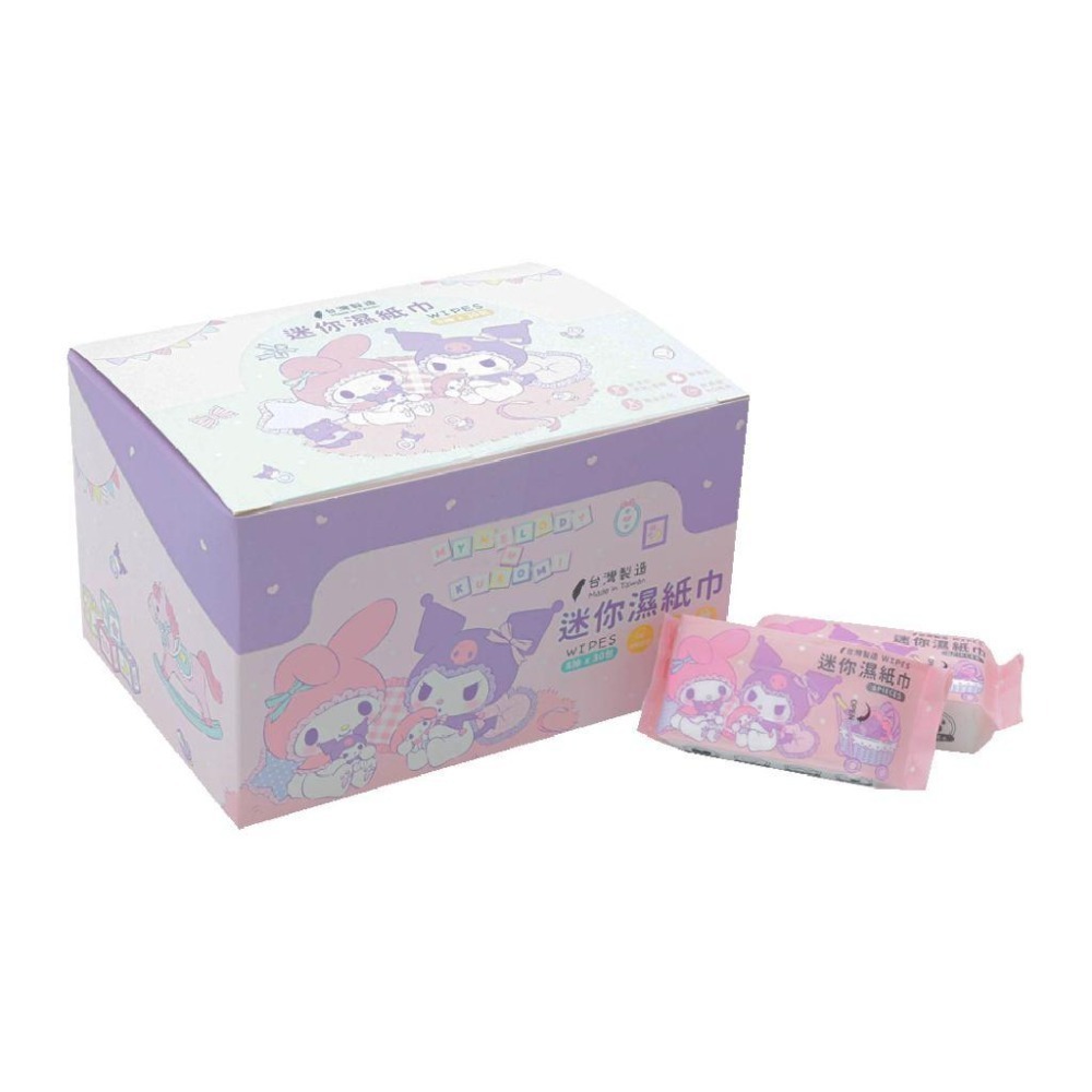 三麗鷗 酷洛米 迷你柔膚濕紙巾 純水濕紙巾 RO純水 台灣製造 正版授權 30入/盒【5ip8】-細節圖2